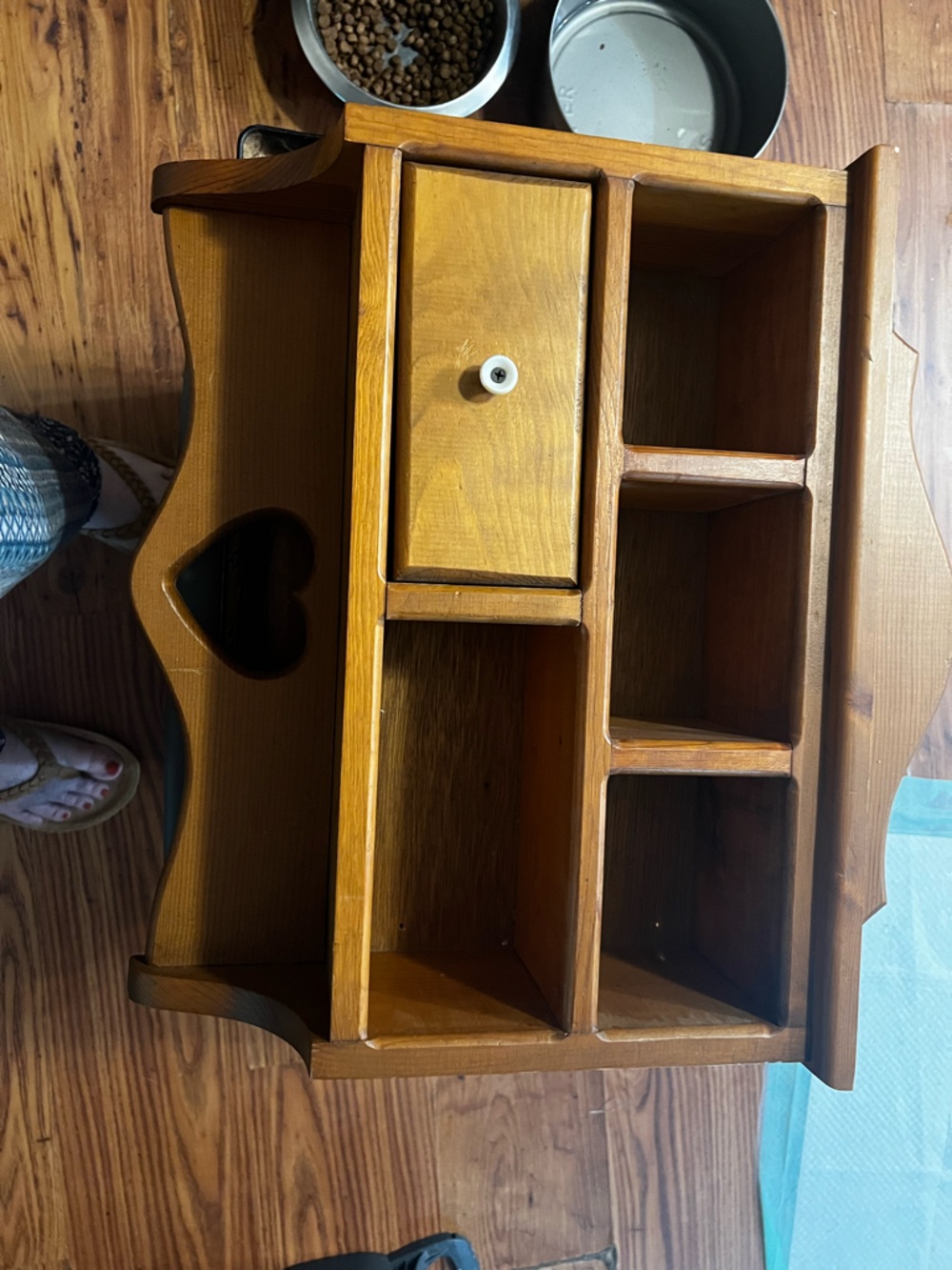 Wooden wall shelf with Heart Cutout - Honey Brown